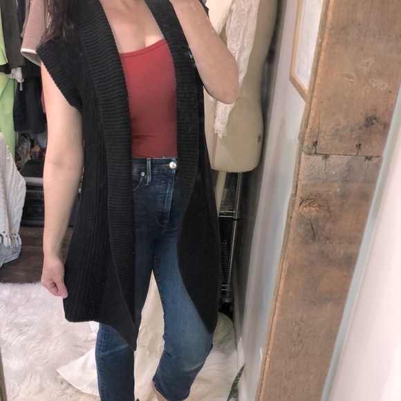 Bay studio black knit sweater cardigan size large - Picture 2 of 6